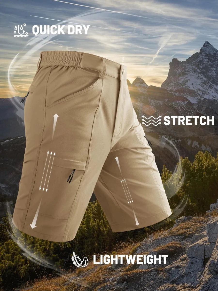 TACVASEN Khaki Men's Hiking Shorts Quick Dry Cargo Shorts
