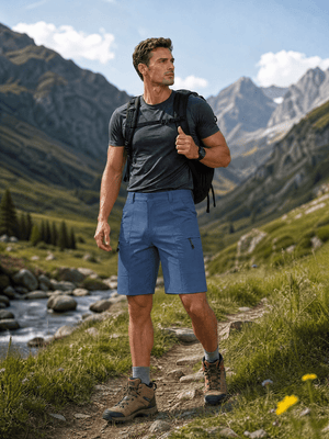 TACVASEN Blue Grey Men's Hiking Shorts Quick Dry Cargo Shorts