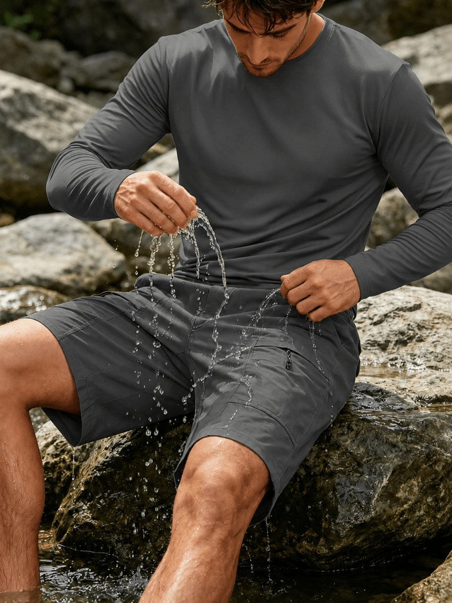 TACVASEN Dark Grey Men's Hiking Shorts Quick Dry Cargo Shorts