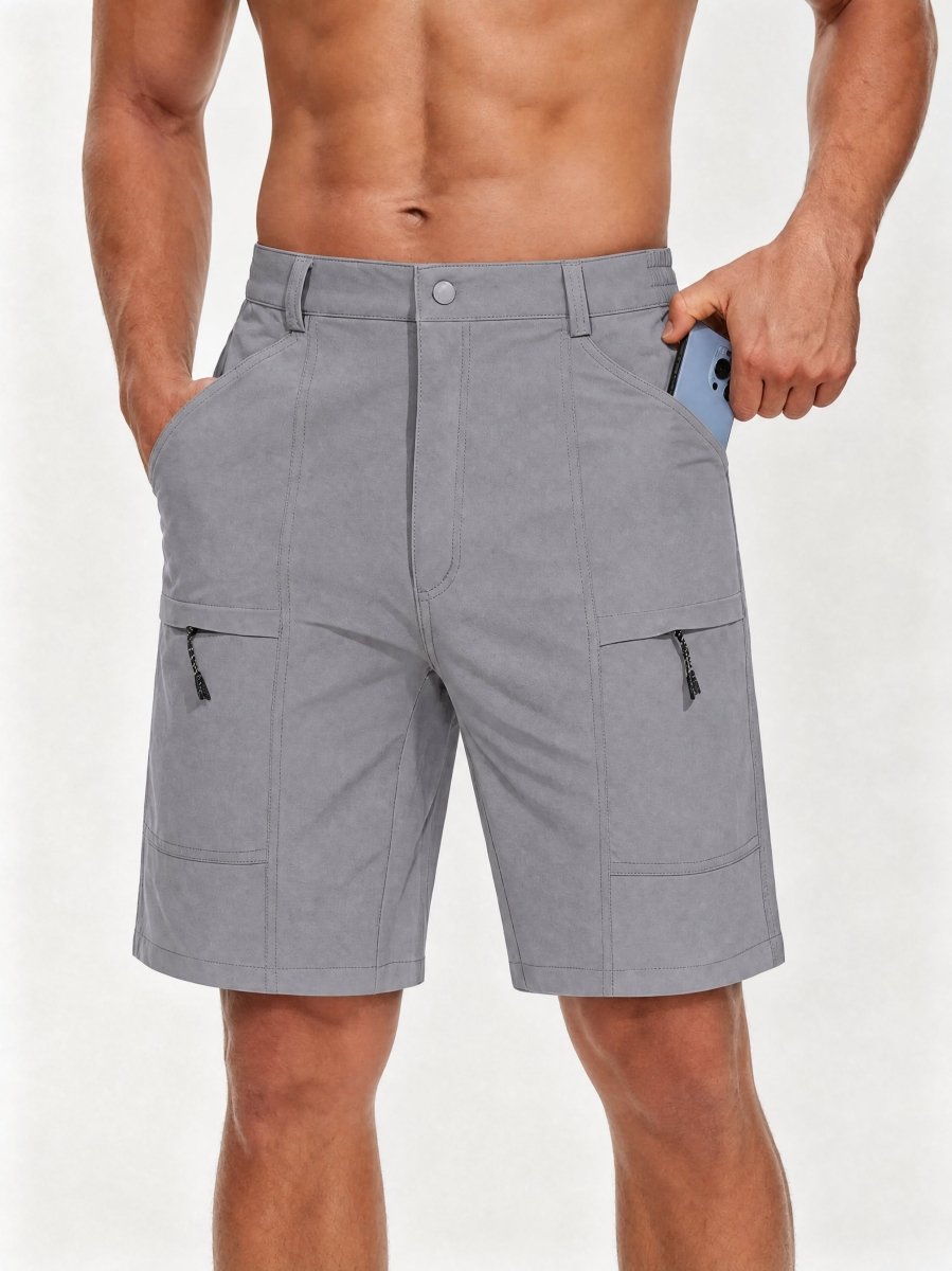 TACVASEN Light Grey Men's Hiking Shorts Quick Dry Cargo Shorts