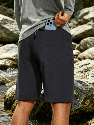TACVASEN Black Men's Hiking Shorts Quick Dry Cargo Shorts