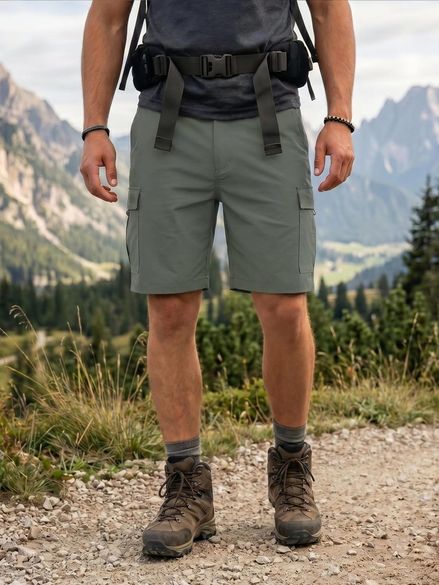 TACVASEN Dark Grayish Green Mens Hiking Shorts Zippered Pockets