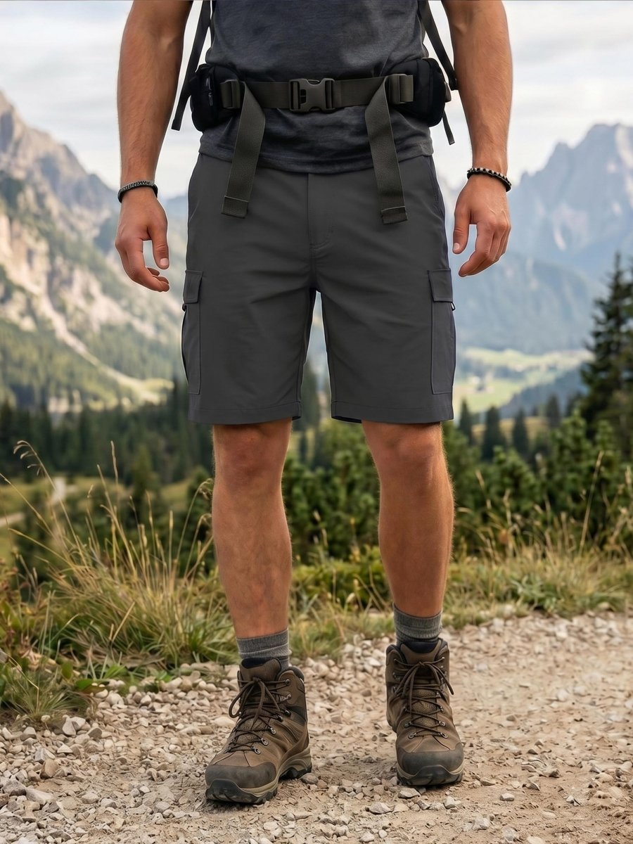 TACVASEN Dark Grey Mens Hiking Shorts Zippered Pockets