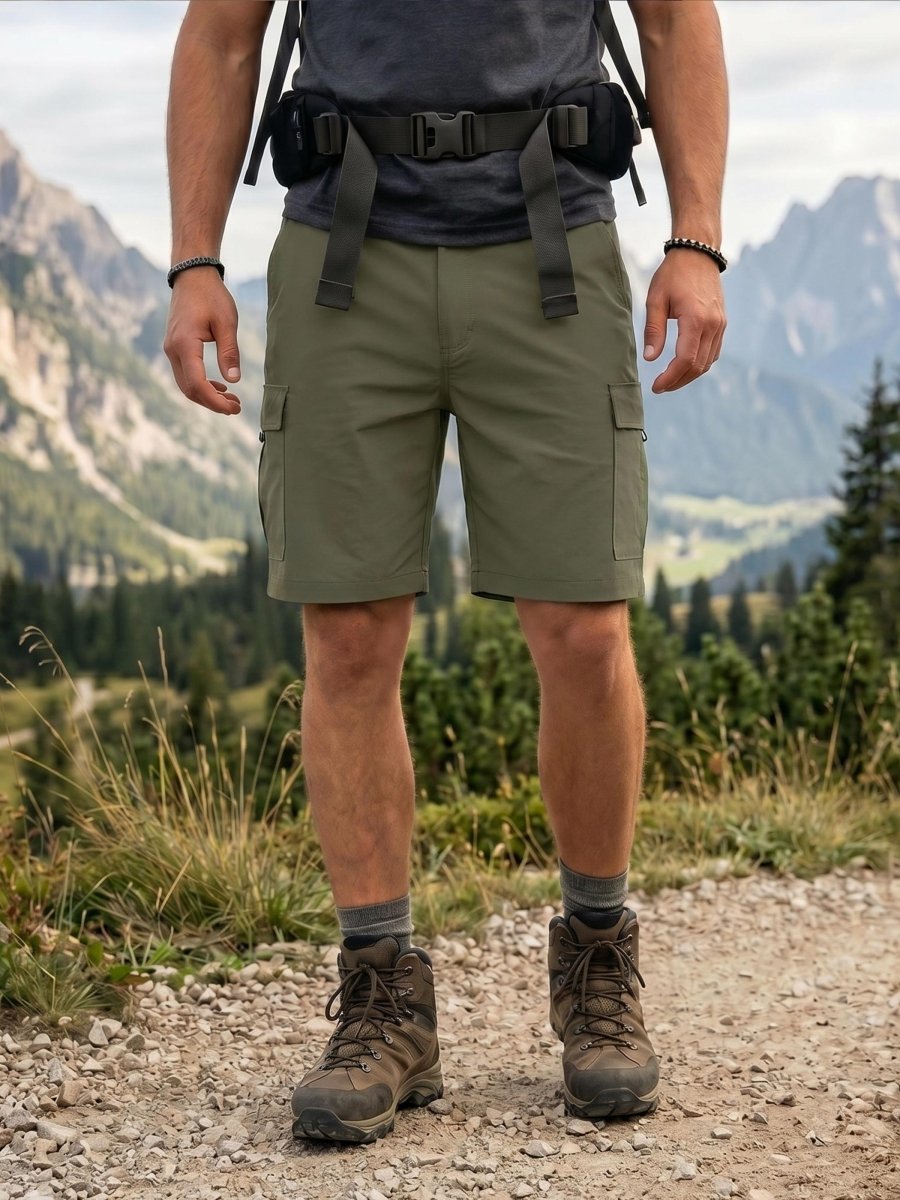 TACVASEN Army Green Mens Hiking Shorts Zippered Pockets