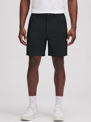 TACVASEN Black Mens Hiking Shorts Zippered Pockets