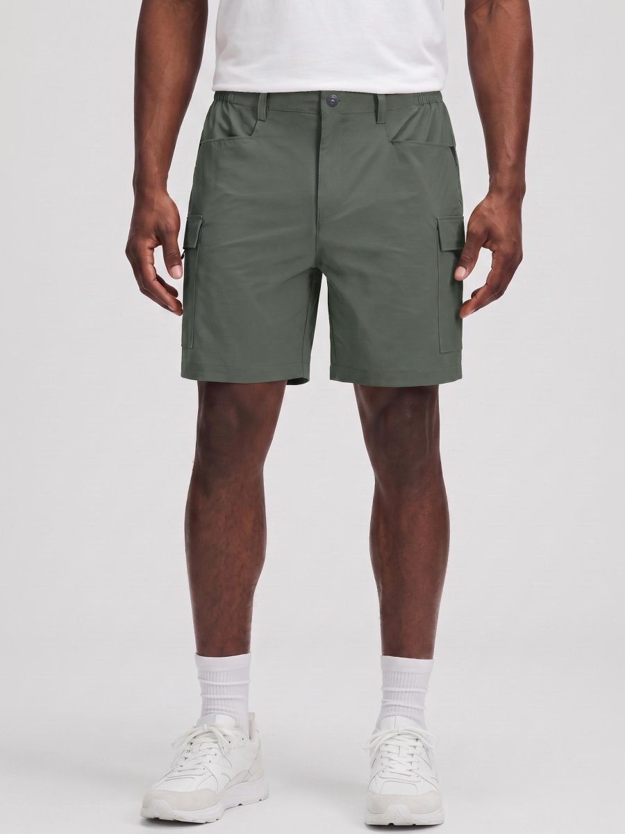 TACVASEN Dark Grayish Green Mens Hiking Shorts Zippered Pockets