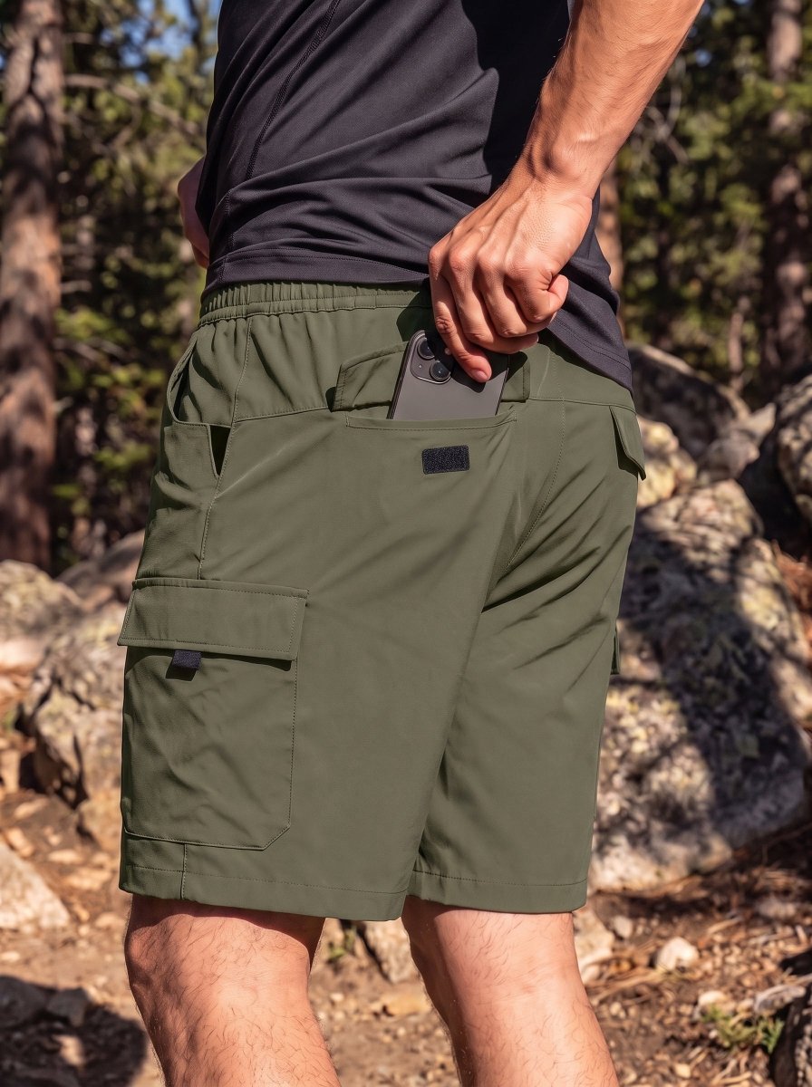 TACVASEN Army Green Mens Hiking Shorts Zippered Pockets