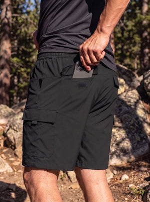 TACVASEN Black Mens Hiking Shorts Zippered Pockets