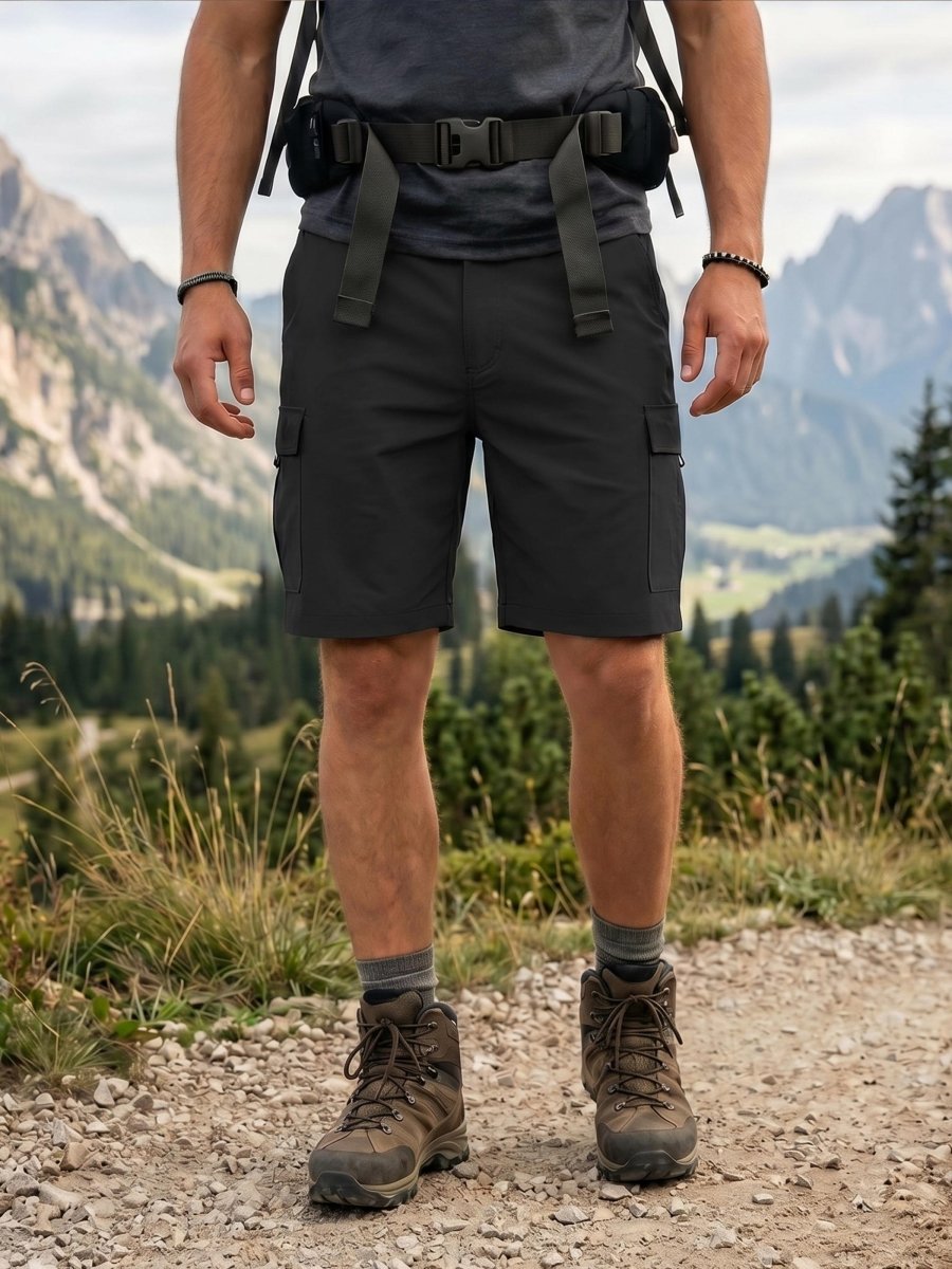TACVASEN Black Mens Hiking Shorts Zippered Pockets