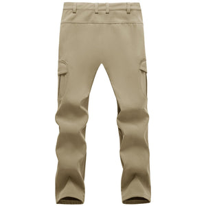 TACVASEN Khaki Hiking Water Resistant Combat Fleece Lined Pants