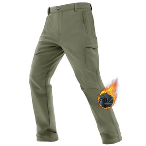 TACVASEN Army Green Hiking Water Resistant Combat Fleece Lined Pants