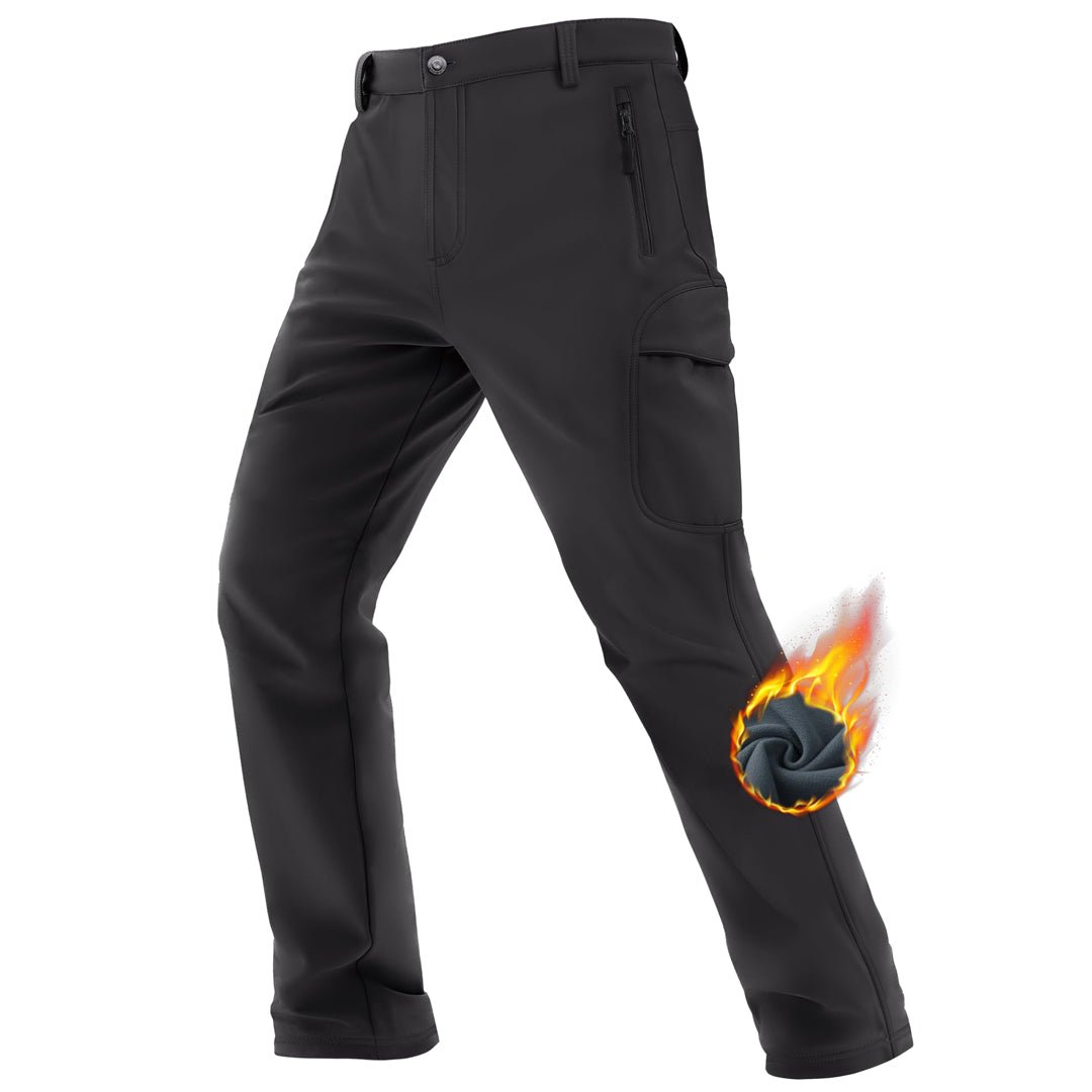 TACVASEN Black Hiking Water Resistant Combat Fleece Lined Pants