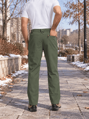 TACVASEN Army Green Mens Hiking Water Resistant Reinforced Knees Winter Pants