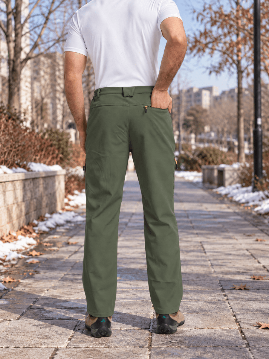 TACVASEN Army Green Mens Hiking Water Resistant Reinforced Knees Winter Pants