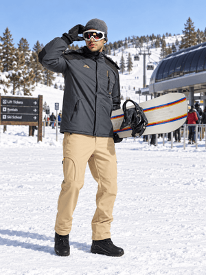 TACVASEN Khaki Mens Hiking Water Resistant Reinforced Knees Winter Pants