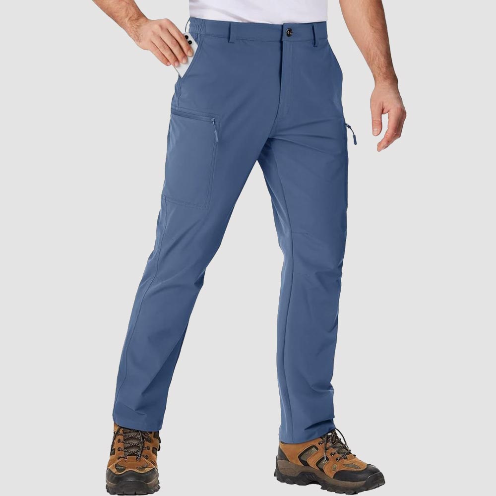 TACVASEN Blue Grey Men's Hiking Waterproof Ripstop Pants Quick Dry with 6 Pockets