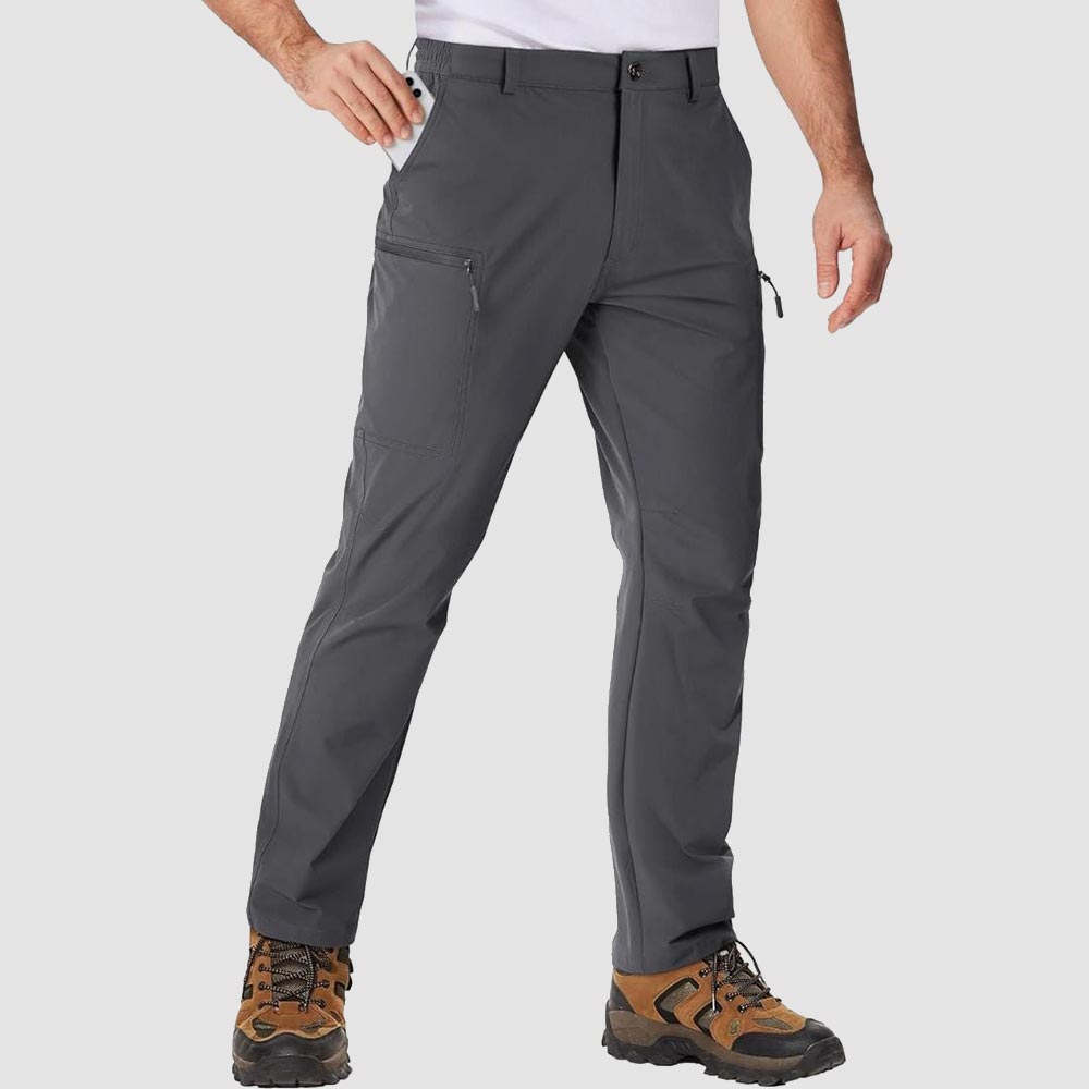 TACVASEN Dark Grey Men's Hiking Waterproof Ripstop Pants Quick Dry with 6 Pockets