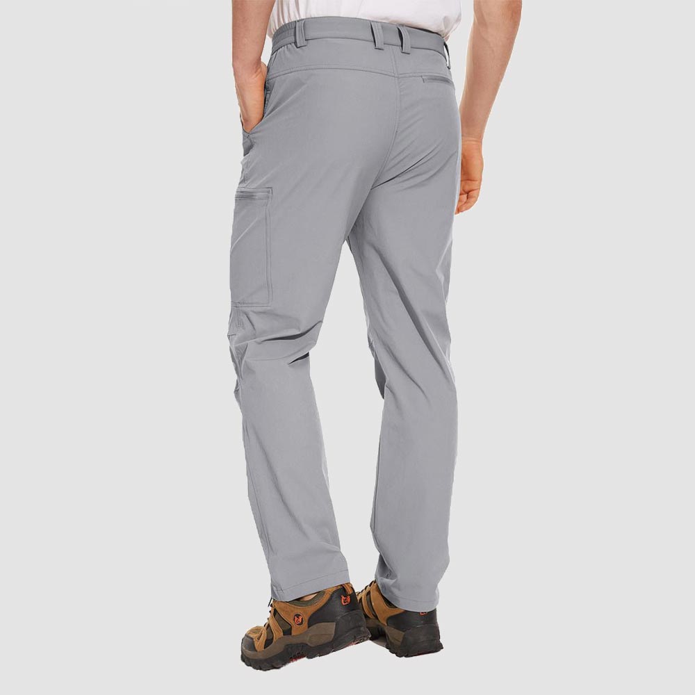 TACVASEN Light Grey Men's Hiking Waterproof Ripstop Pants Quick Dry with 6 Pockets