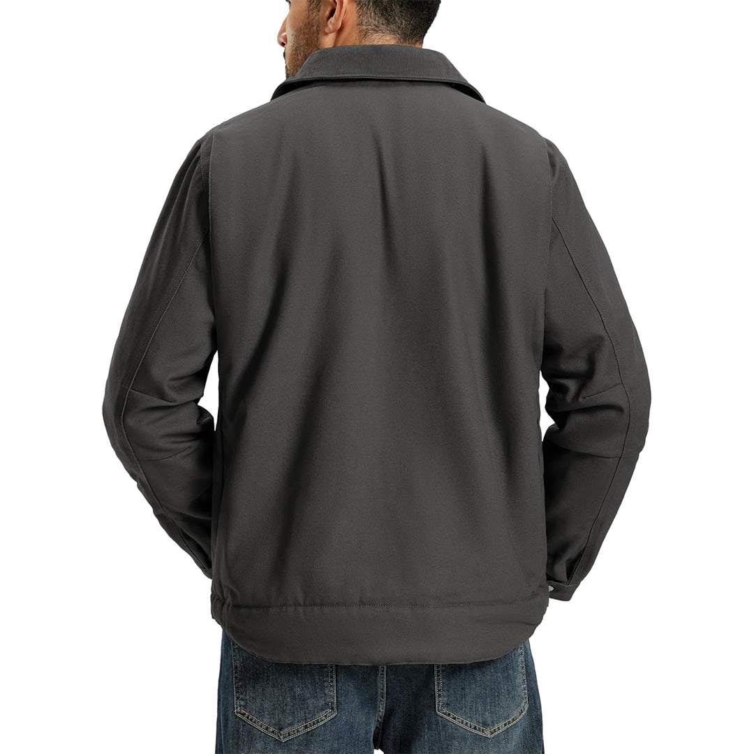 TACVASEN Dark Grey Men's Insulated Duck Canvas Heavy Duty Work Jacket