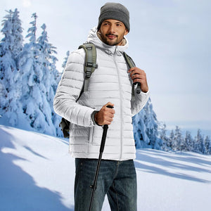 TACVASEN White Men's Insulated Puffer Jacket Hooded Warm Winter Coat