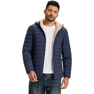 TACVASEN Navy Men's Insulated Puffer Jacket Hooded Warm Winter Coat