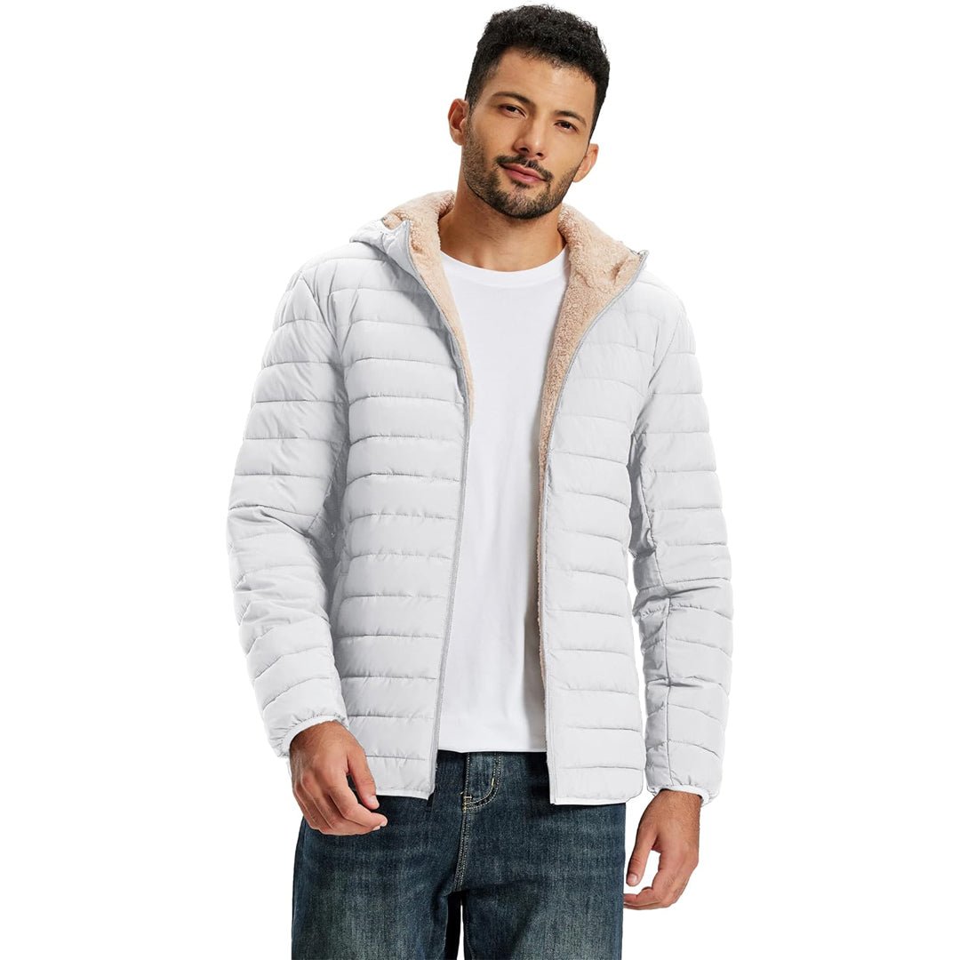 TACVASEN White Men's Insulated Puffer Jacket Hooded Warm Winter Coat
