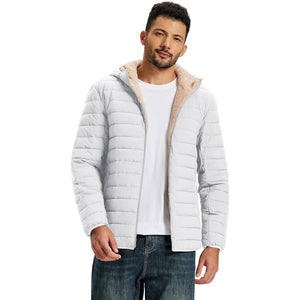 TACVASEN White Men's Insulated Puffer Jacket Hooded Warm Winter Coat