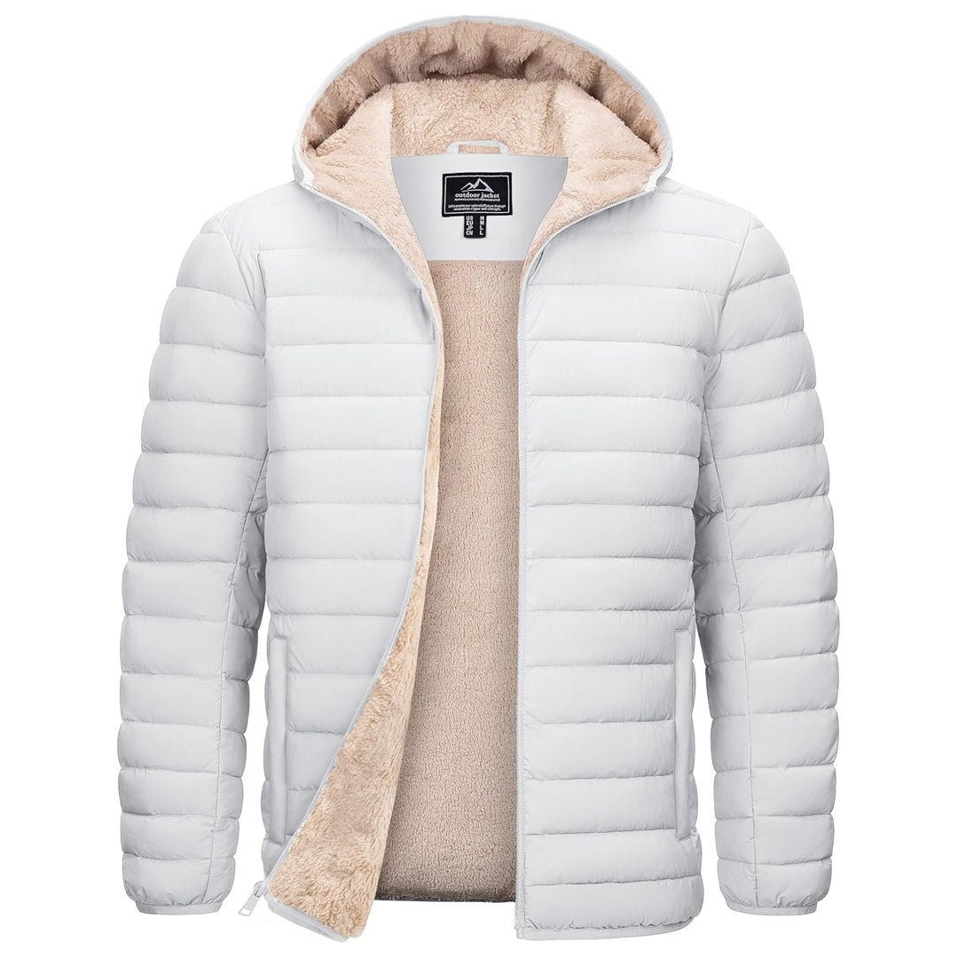 TACVASEN White Men's Insulated Puffer Jacket Hooded Warm Winter Coat