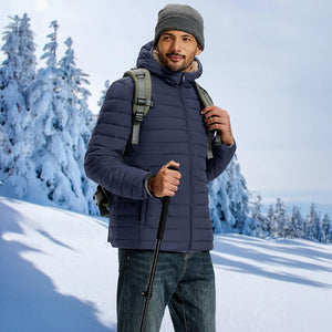 TACVASEN Navy Men's Insulated Puffer Jacket Hooded Warm Winter Coat