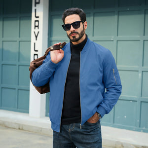 TACVASEN Royal Blue Men's Lightweight Bomber Jacket Casual Windbreaker