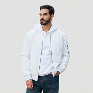TACVASEN White Men's Lightweight Bomber Jacket Casual Windbreaker