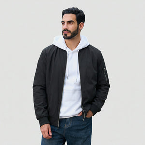 TACVASEN Black Men's Lightweight Bomber Jacket Casual Windbreaker