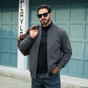 TACVASEN Dark Grey Men's Lightweight Bomber Jacket Casual Windbreaker