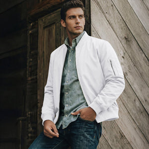 TACVASEN White Men's Lightweight Bomber Jacket Casual Windbreaker