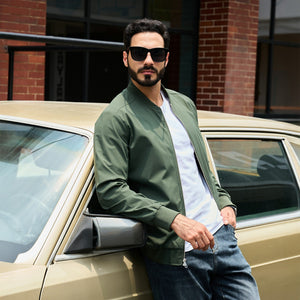 TACVASEN Army Green Men's Lightweight Bomber Jacket Casual Windbreaker