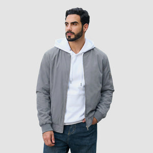 TACVASEN Light Grey Men's Lightweight Bomber Jacket Casual Windbreaker