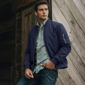 TACVASEN Navy Blue Men's Lightweight Bomber Jacket Casual Windbreaker