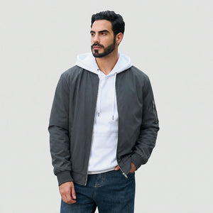 TACVASEN Dark Grey Men's Lightweight Bomber Jacket Casual Windbreaker