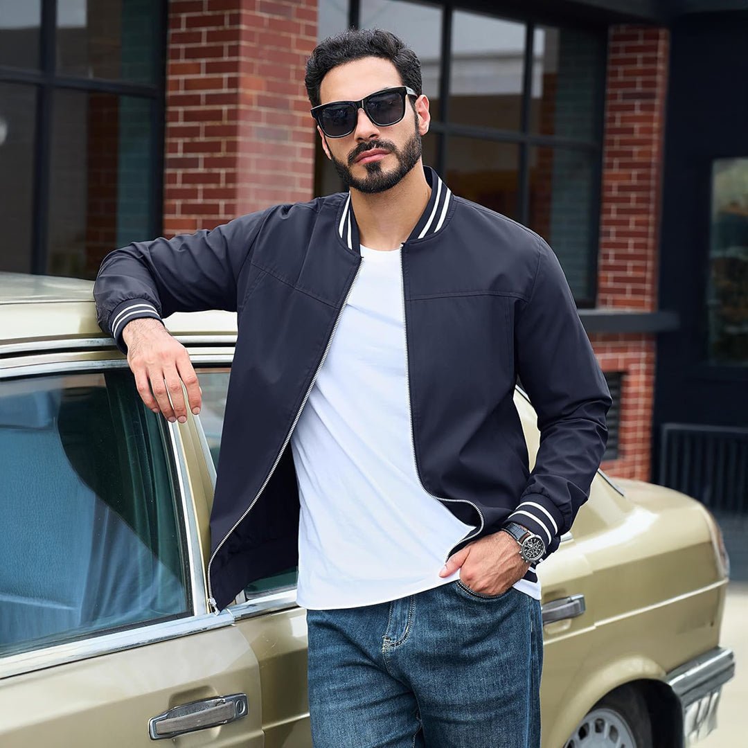 Men's Lightweight Bomber Jacket Casual Zip Up Spring Fall Windbreaker Coat - L20M202