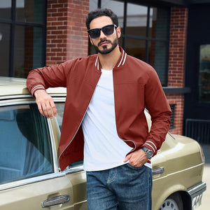 Men's Lightweight Bomber Jacket Casual Zip Up Spring Fall Windbreaker Coat - L20M202