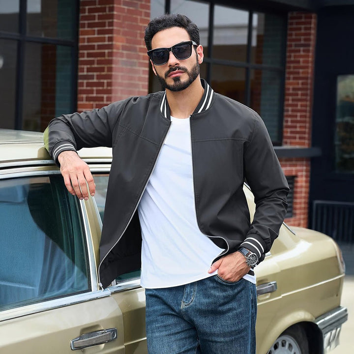 Men’s Lightweight Bomber Jacket Casual Zip Up Spring Fall Windbreaker Coat - L20M202