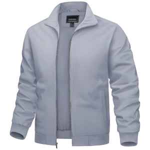TACVASEN Light Grey Men's Lightweight Casual Bomber Jacket