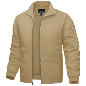 TACVASEN Khaki Men's Lightweight Casual Bomber Jacket
