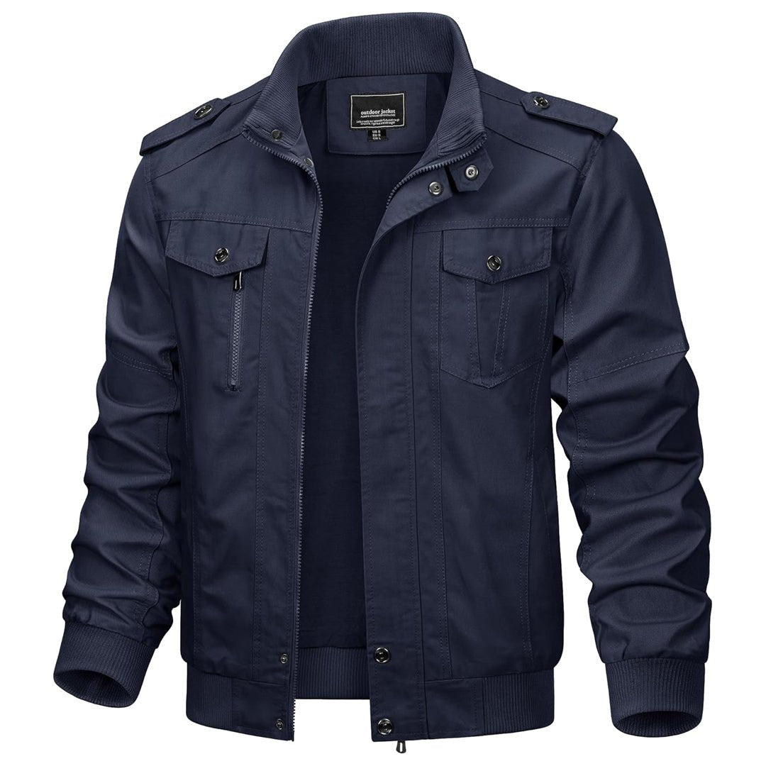 TACVASEN Navy Men's Lightweight Casual Cotton Cargo Jacket