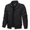 TACVASEN Black Men's Lightweight Casual Cotton Cargo Jacket