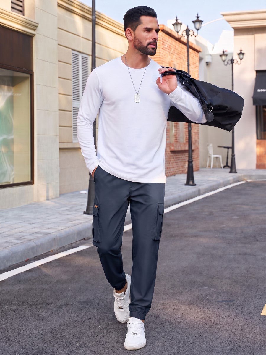 TACVASEN Navy Men's Lightweight Casual Waterproof Cargo Sweatpants