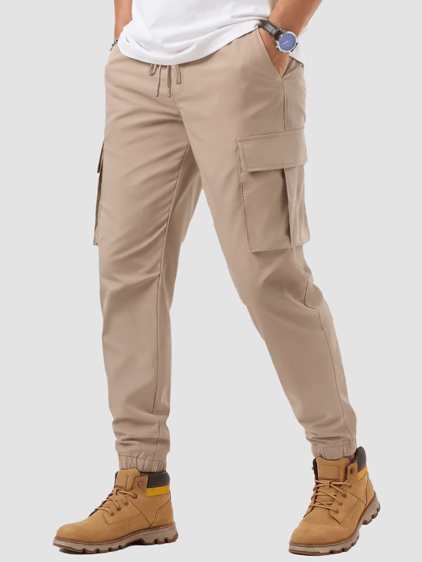 TACVASEN Light Khaki Men's Lightweight Casual Waterproof Cargo Sweatpants
