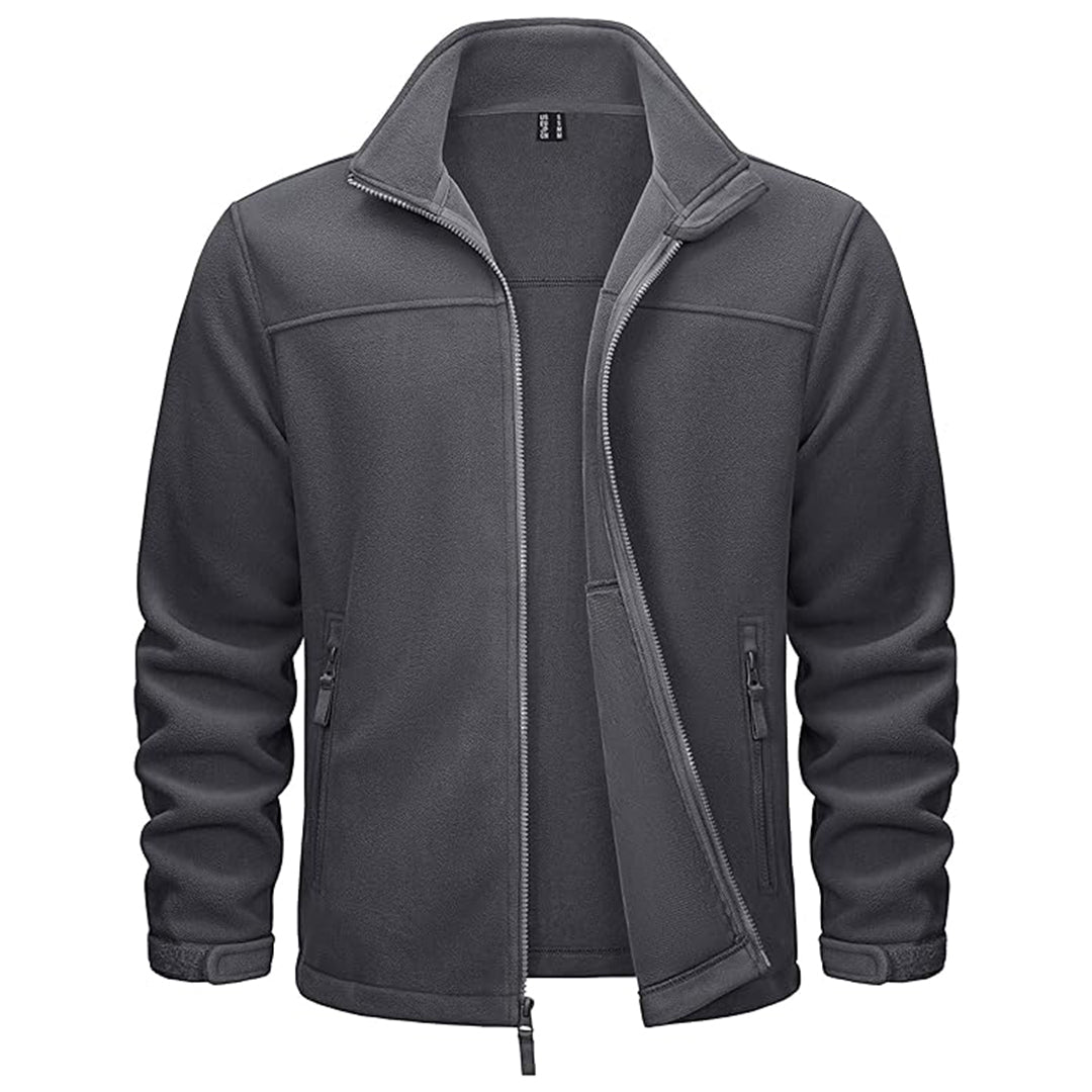 TACVASEN Army Green Men's Lightweight Full Zip Casual Fleece Jacket