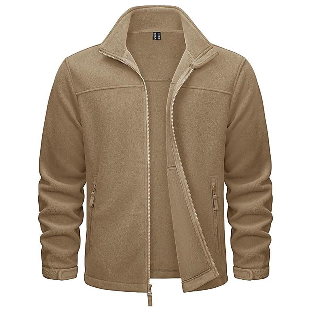 TACVASEN Army Green Men's Lightweight Full Zip Casual Fleece Jacket