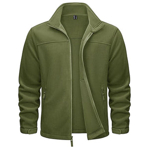 TACVASEN Army Green Men's Lightweight Full Zip Casual Fleece Jacket